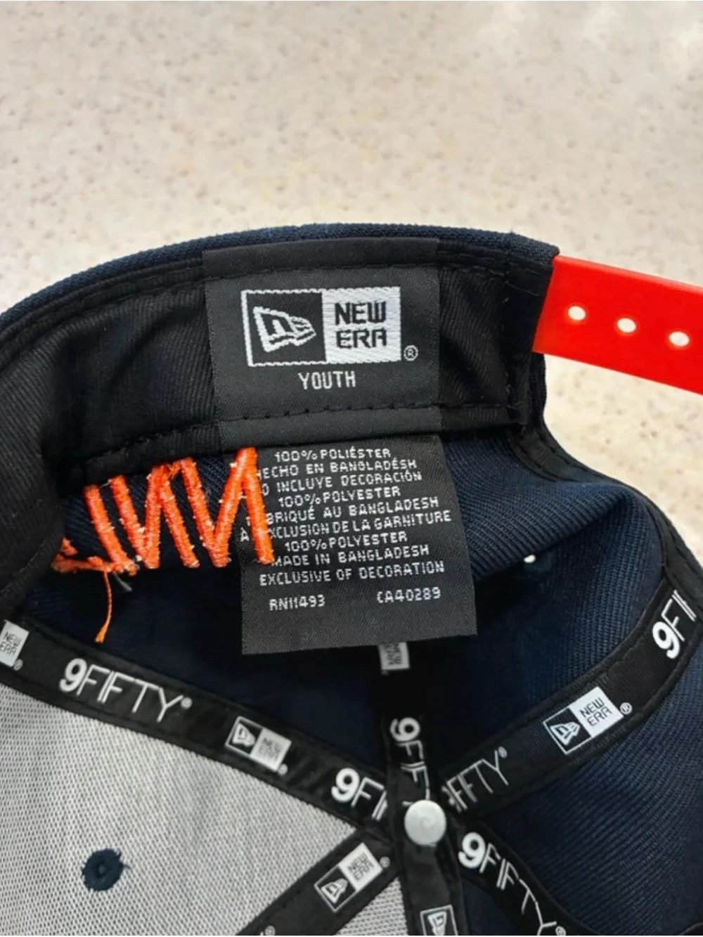 New Era Kids Two-Tone Snapback Cap in Navy and Orange